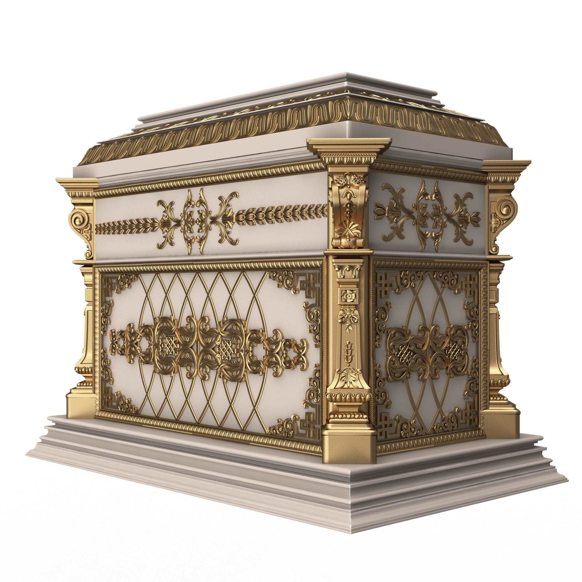 Chest Collection White Low-poly 3D model_30