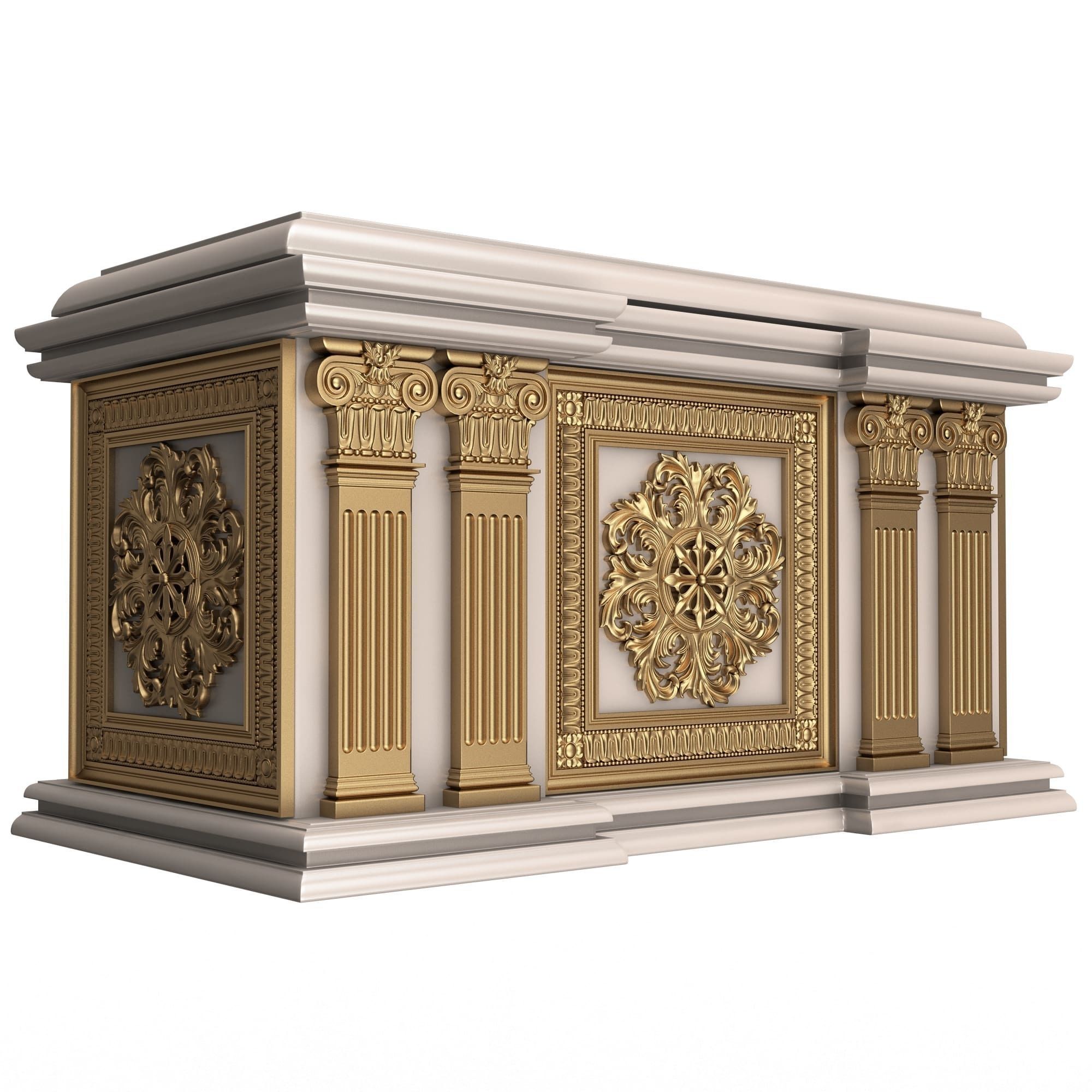 Chest Collection White Low-poly 3D model_4