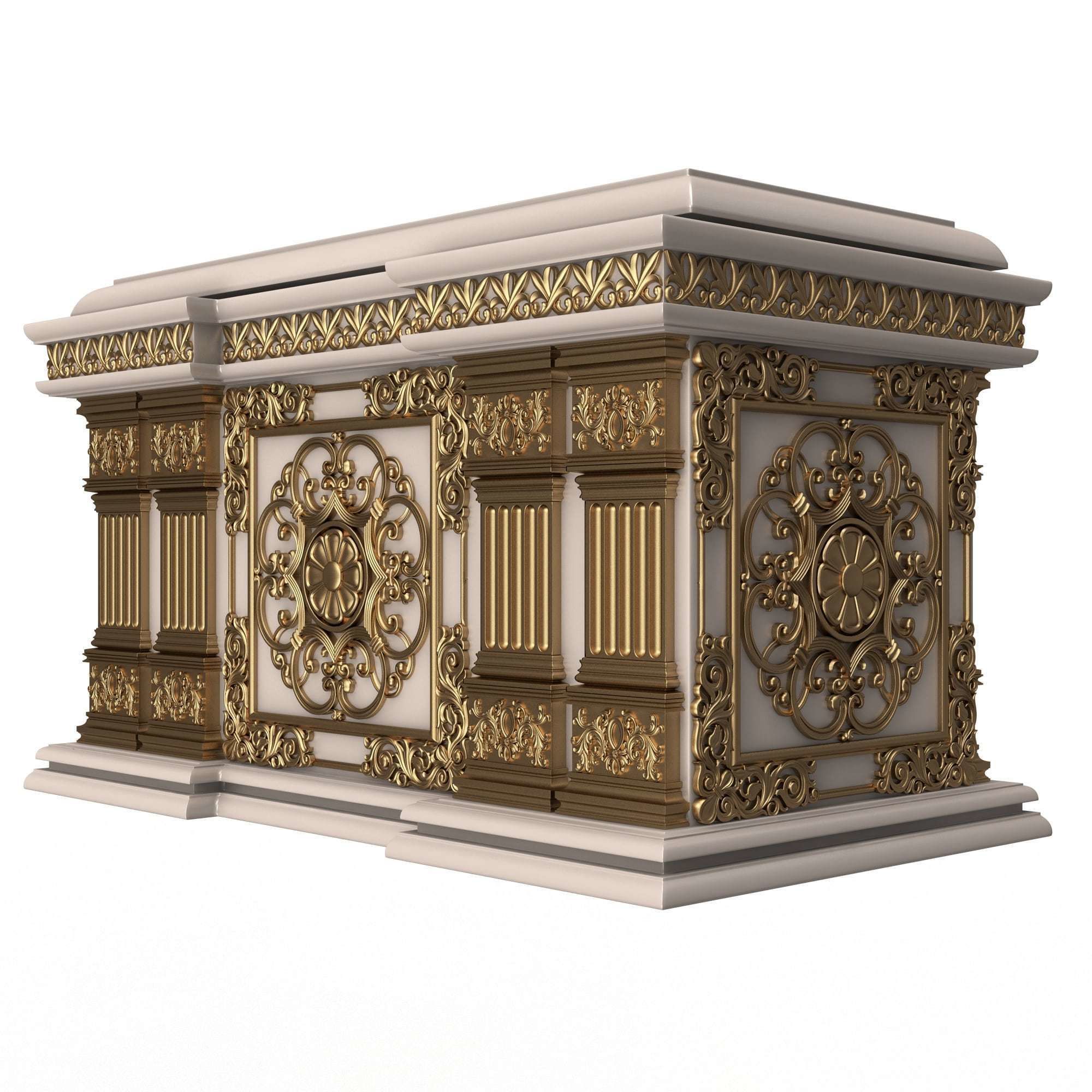 Chest Collection White Low-poly 3D model_46