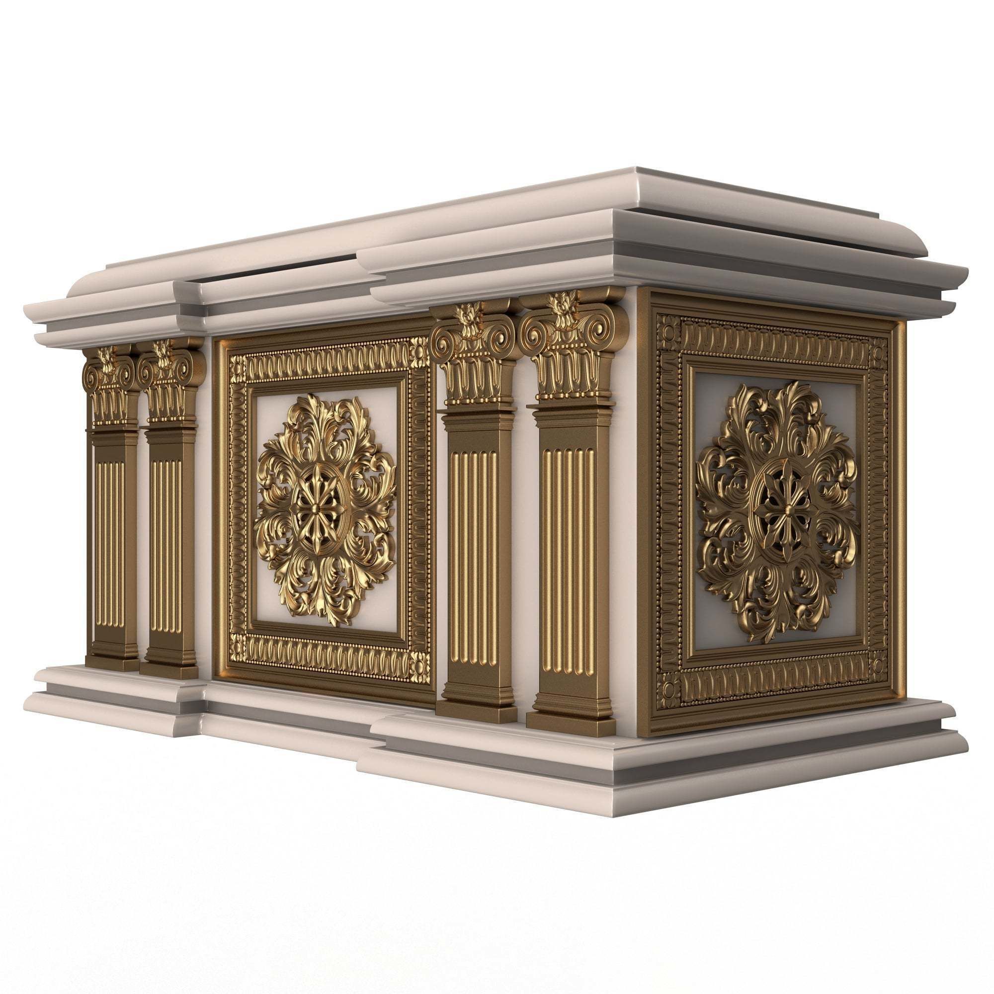 Chest Collection White Low-poly 3D model_3