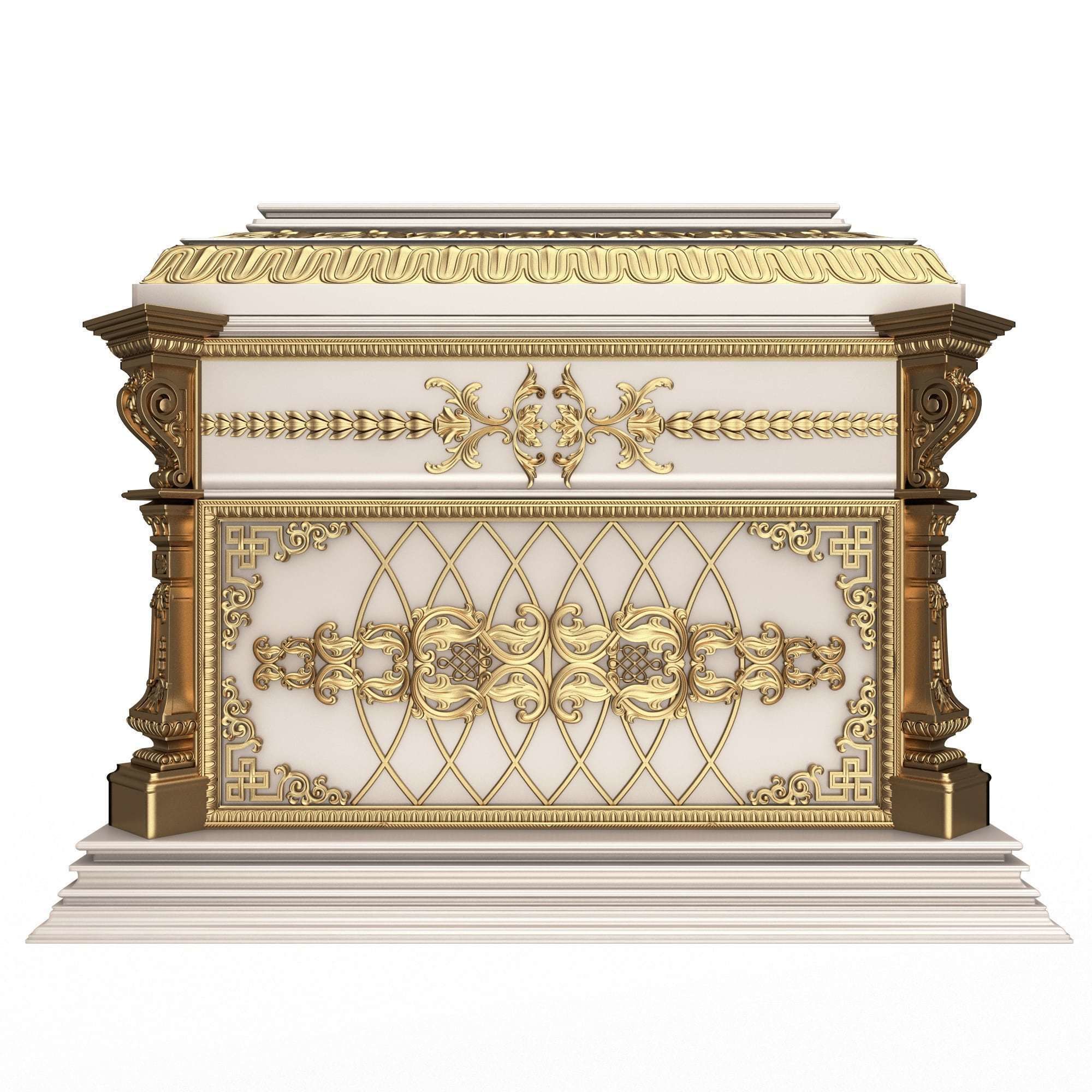 Chest Collection White Low-poly 3D model_25