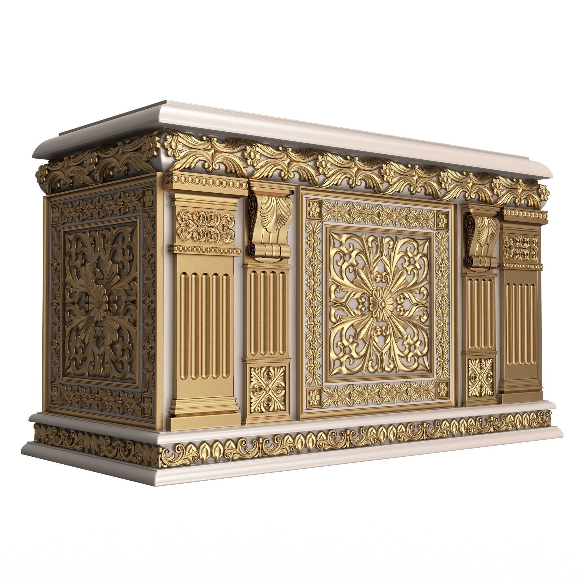 Chest Collection White Low-poly 3D model_39