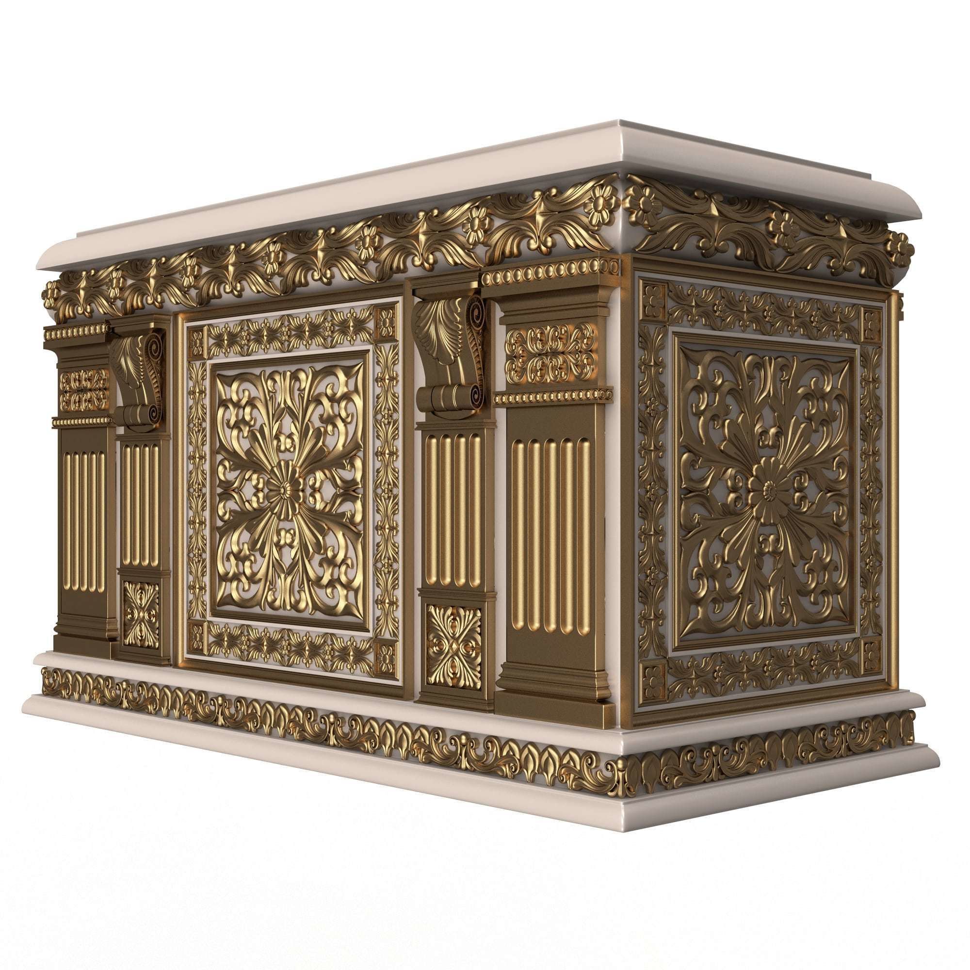 Chest Collection White Low-poly 3D model_44