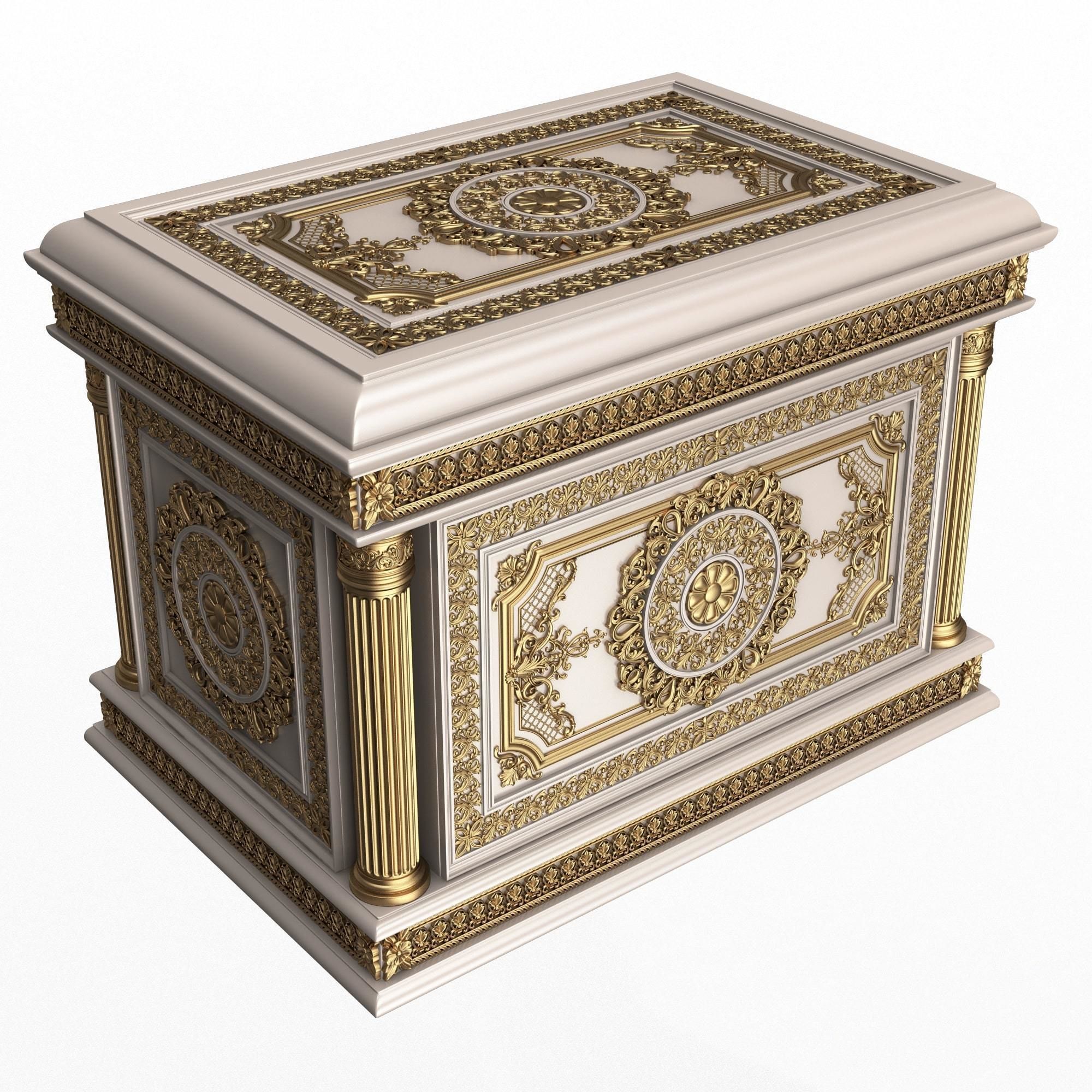 Chest Collection White Low-poly 3D model_12