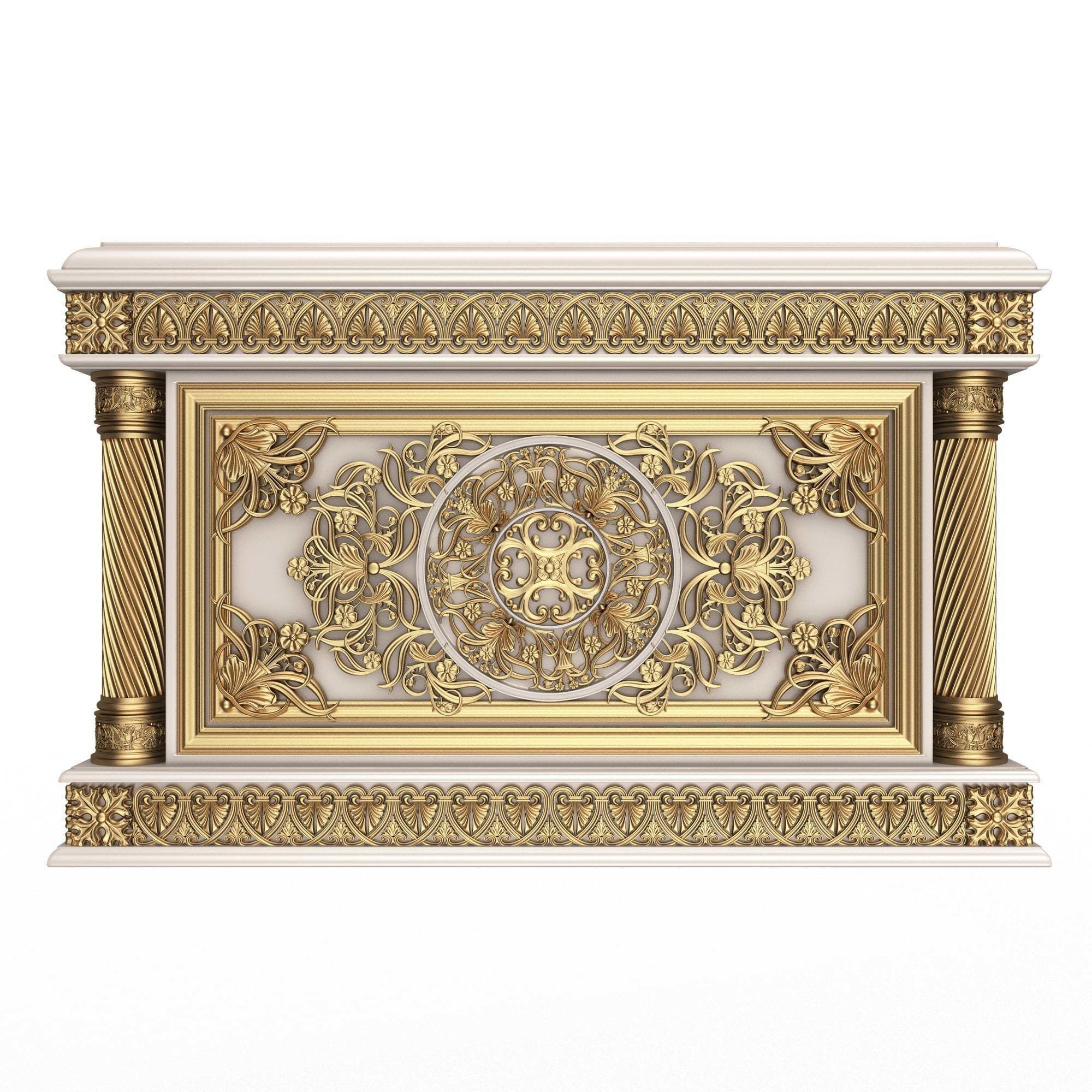 Chest Collection White Low-poly 3D model_7