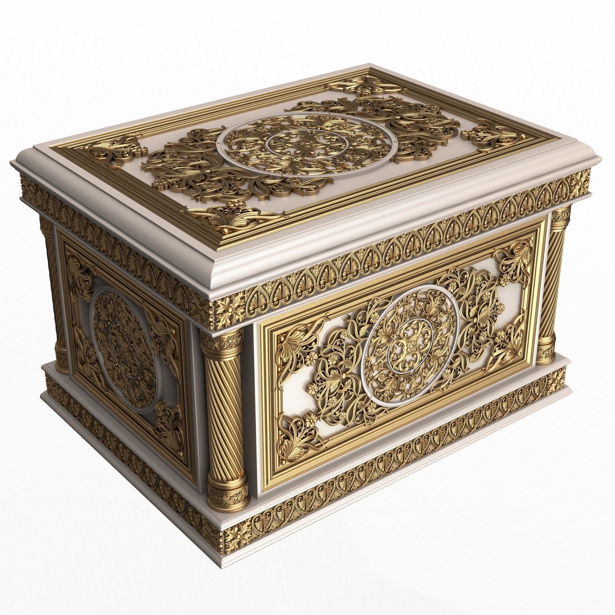 Chest Collection White Low-poly 3D model_17