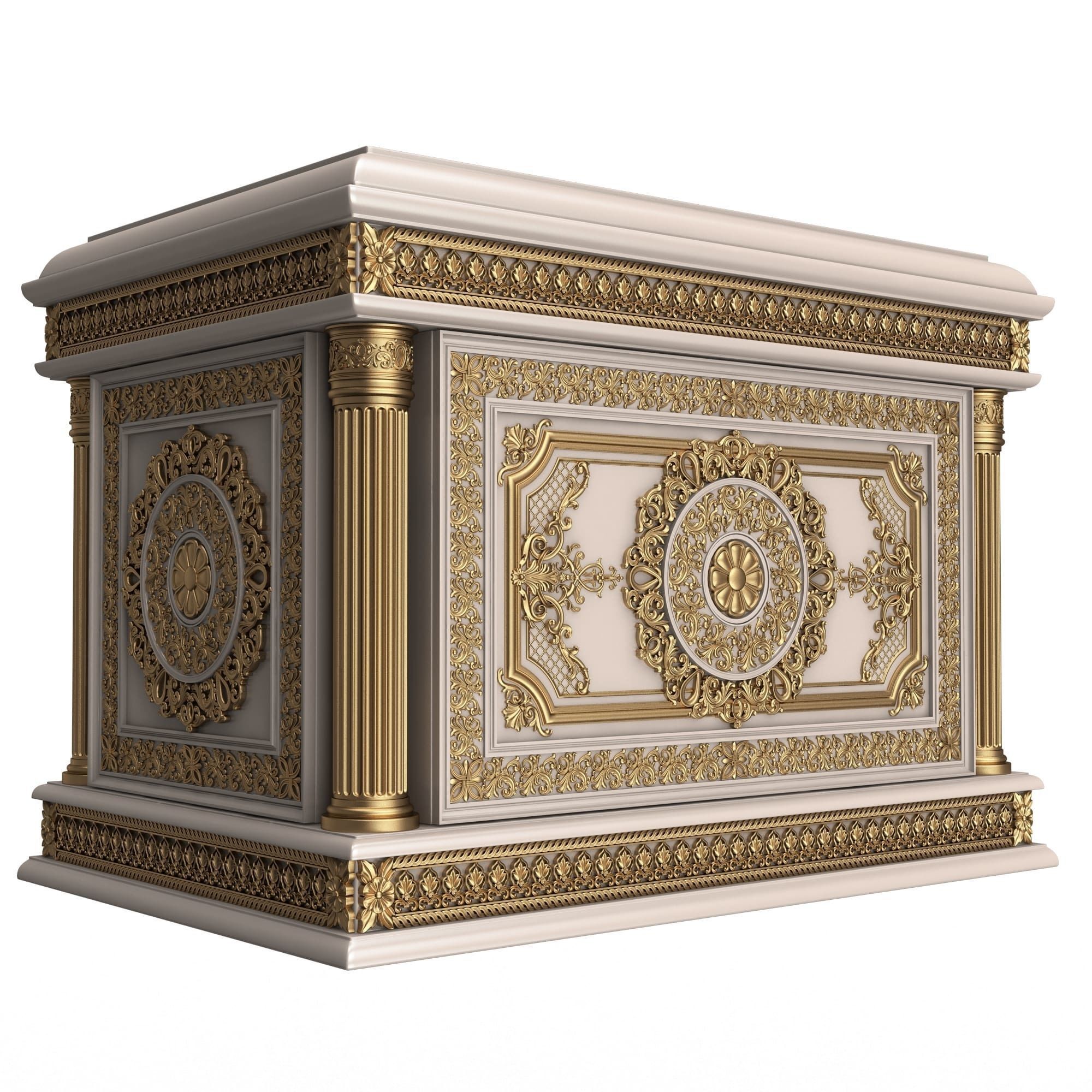 Chest Collection White Low-poly 3D model_14