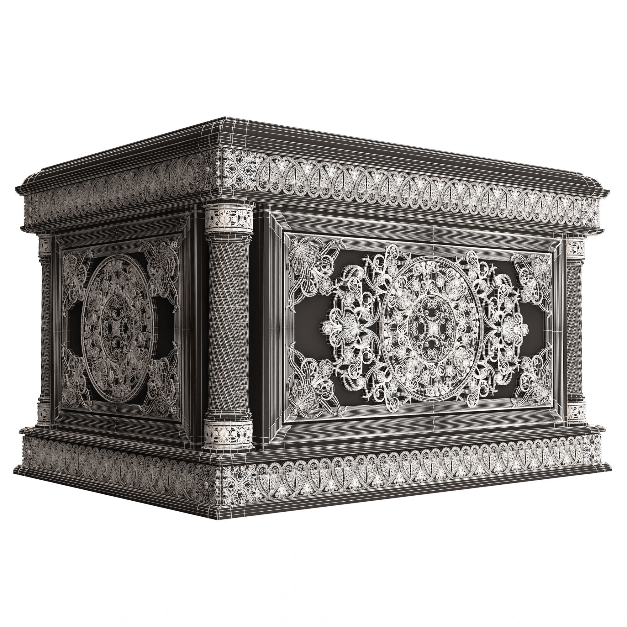 Chest Collection White Low-poly 3D model_77