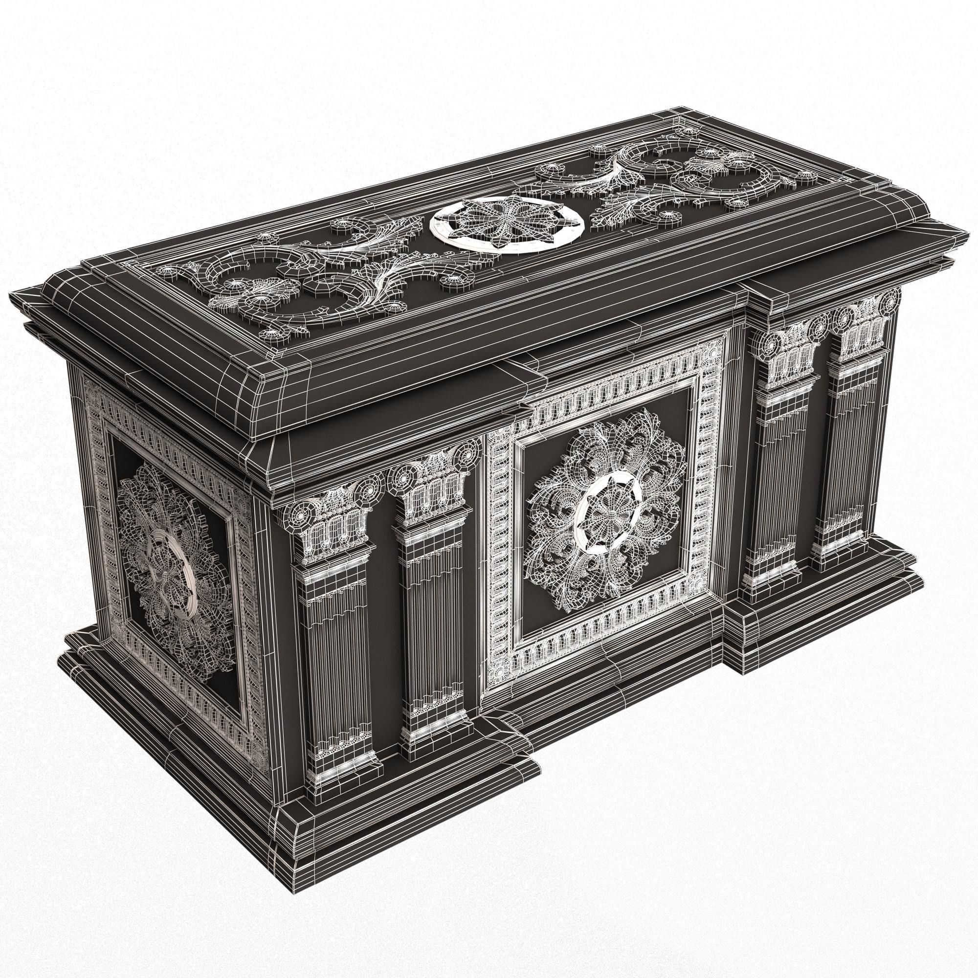 Chest Collection White Low-poly 3D model_55