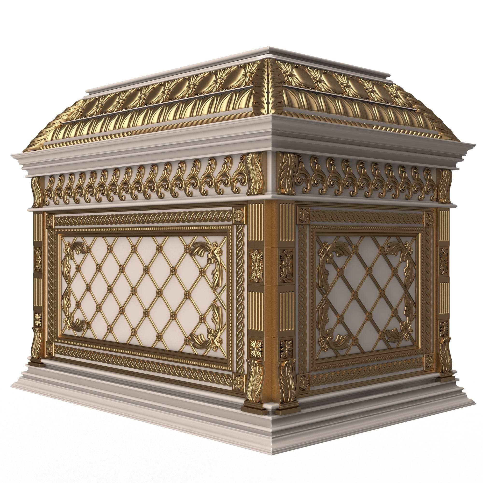 Chest Collection White Low-poly 3D model_36