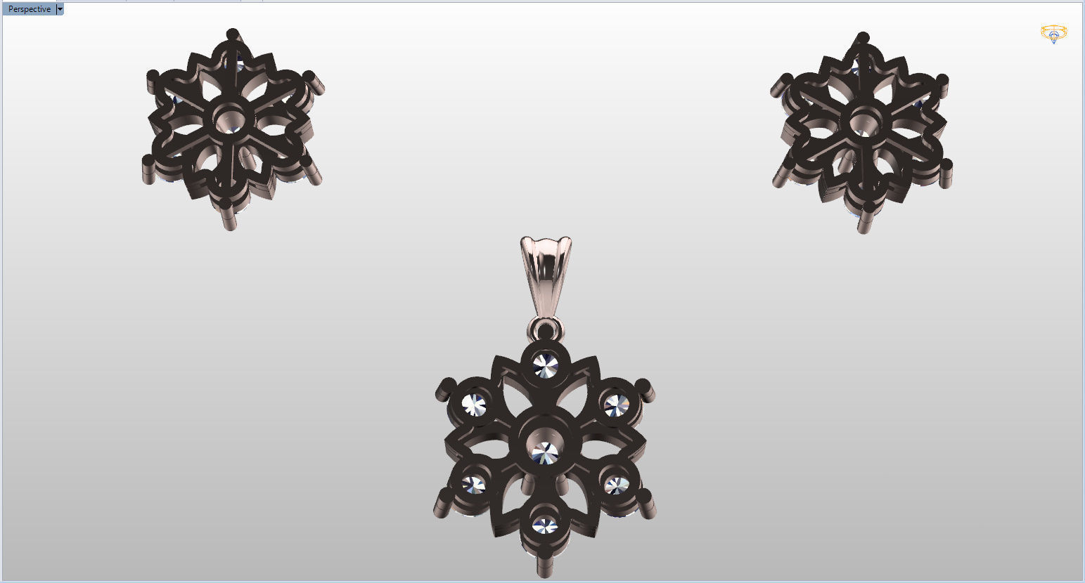 Snowflake Pendant and Earings 3D print model_105