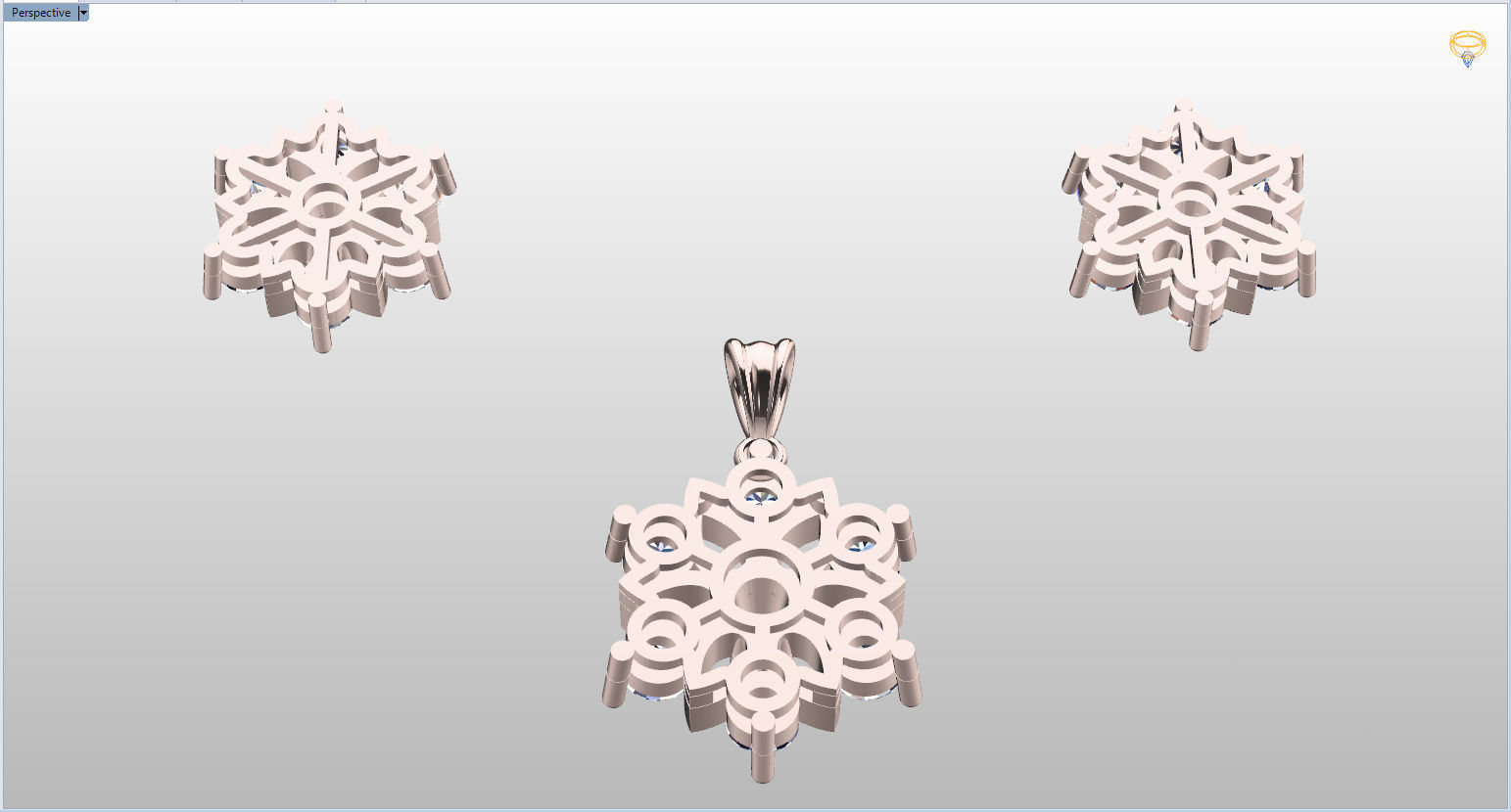 Snowflake Pendant and Earings 3D print model_99