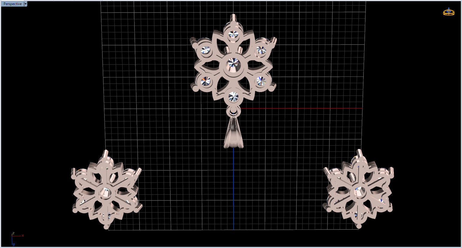 Snowflake Pendant and Earings 3D print model_63