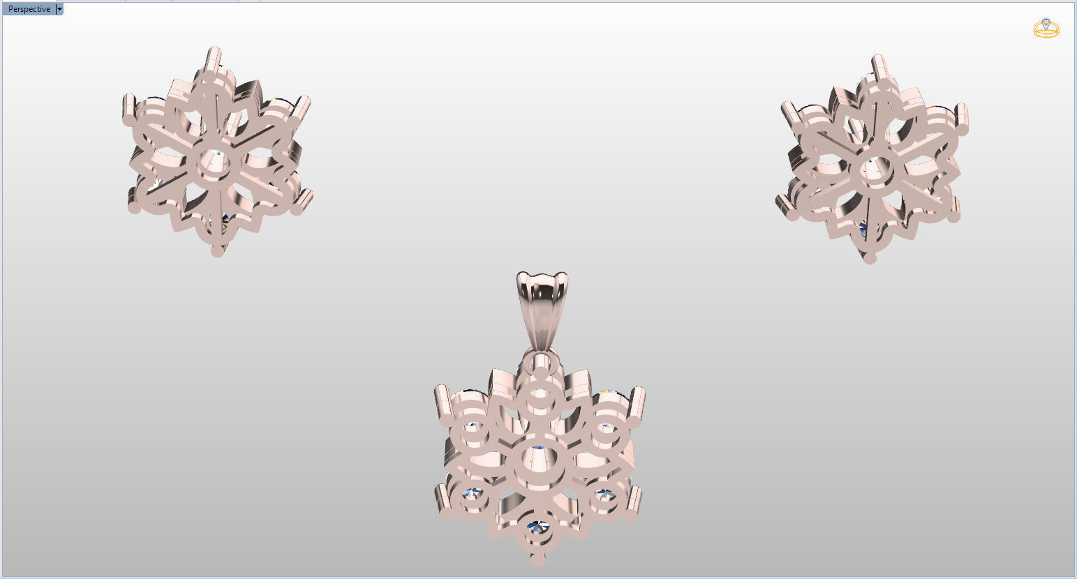 Snowflake Pendant and Earings 3D print model_95