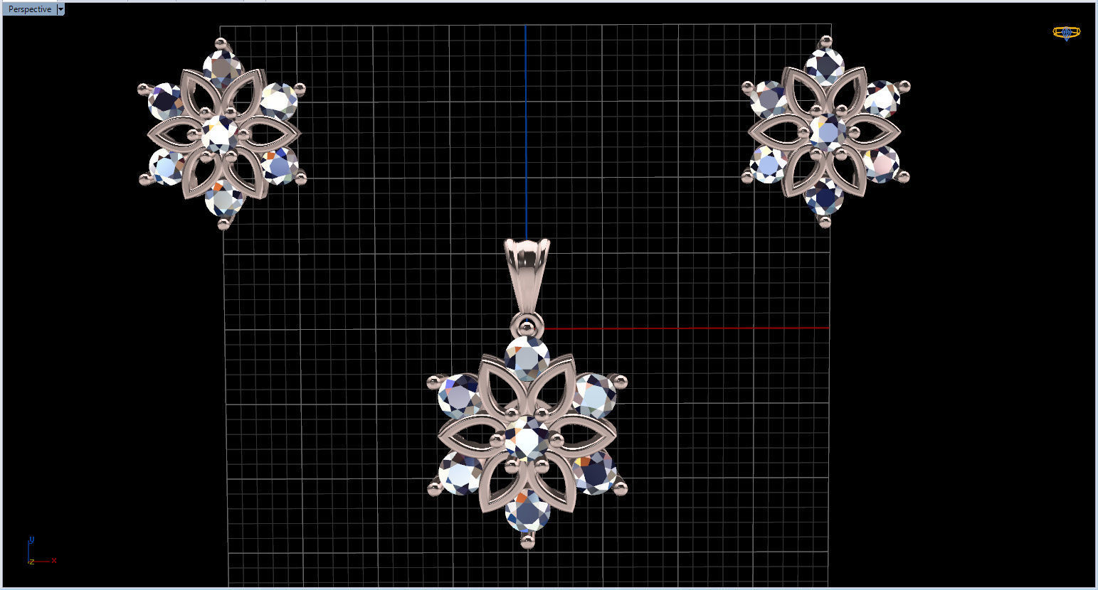 Snowflake Pendant and Earings 3D print model_56