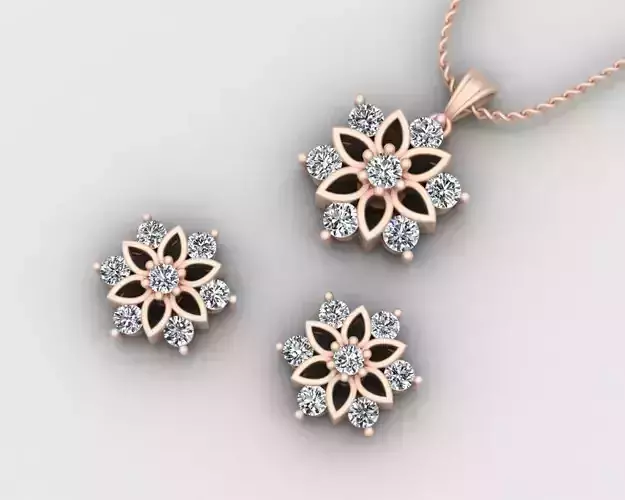 Snowflake Pendant and Earings 3D print model