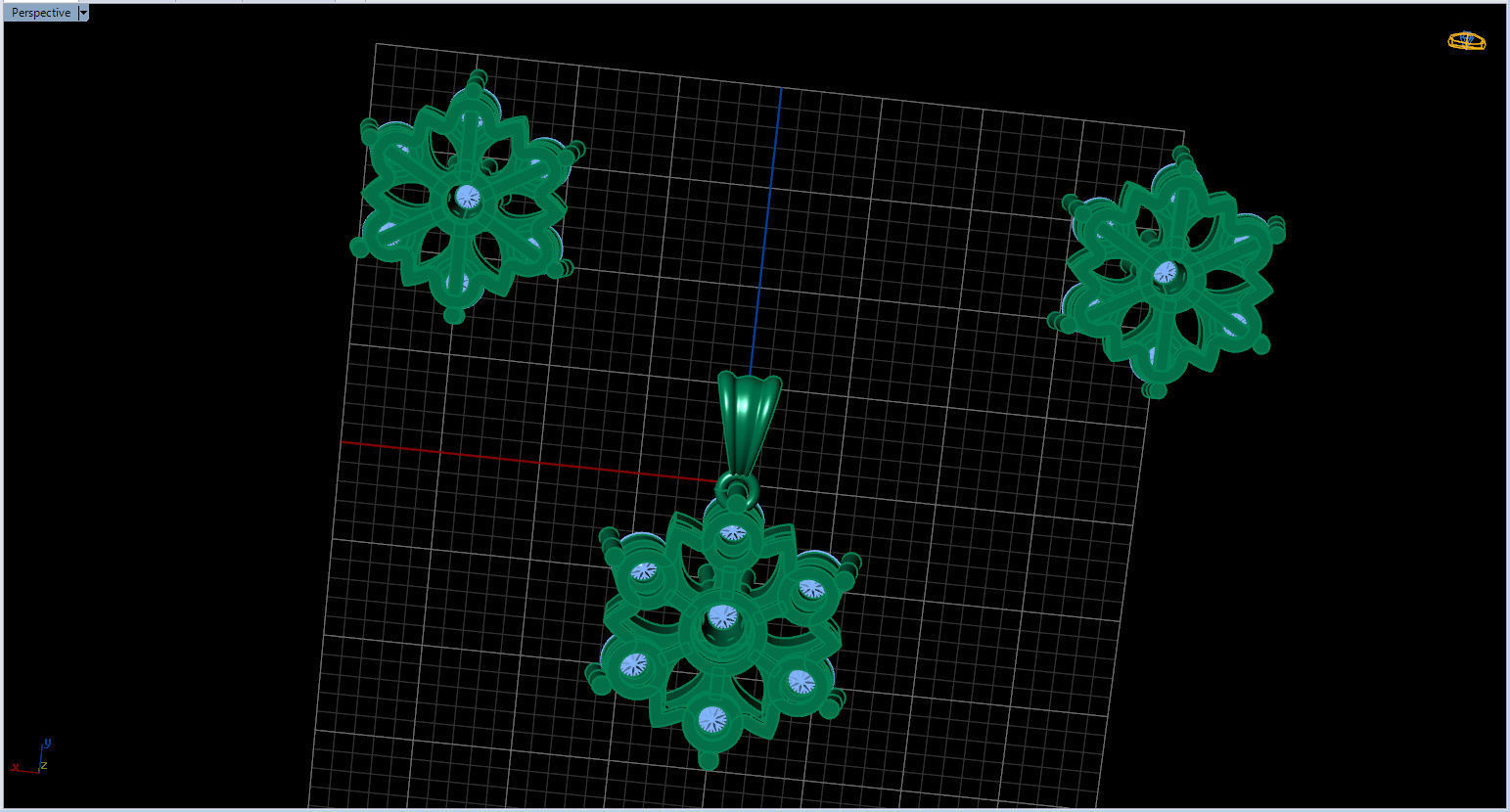 Snowflake Pendant and Earings 3D print model_24