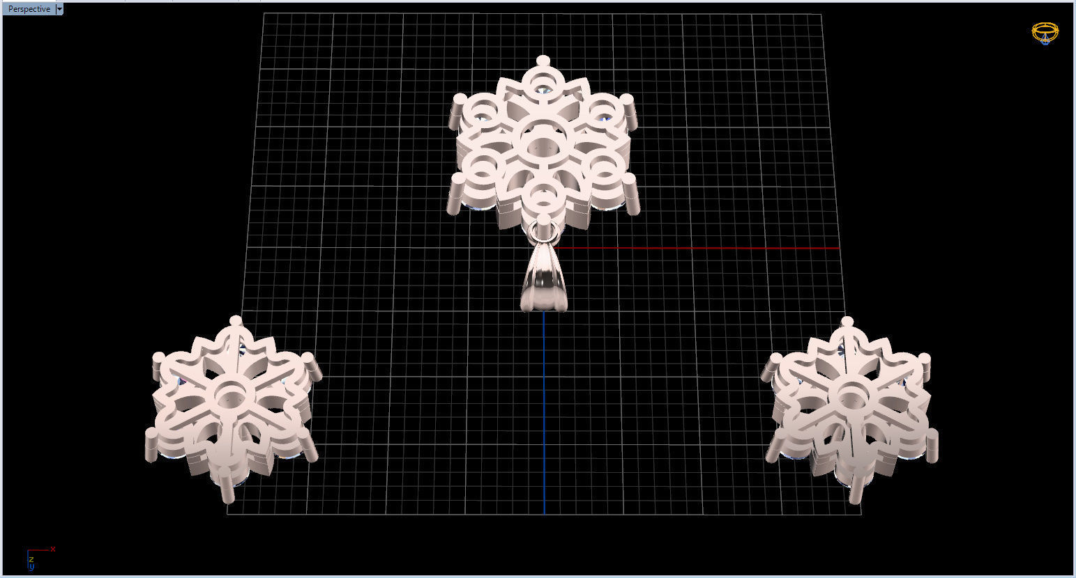 Snowflake Pendant and Earings 3D print model_72