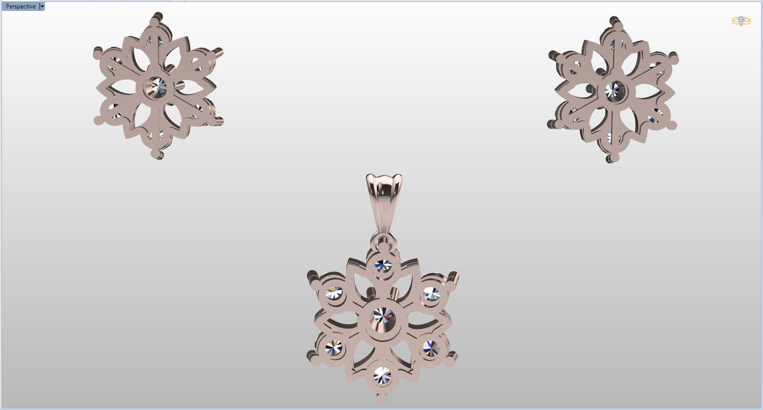 Snowflake Pendant and Earings 3D print model_93