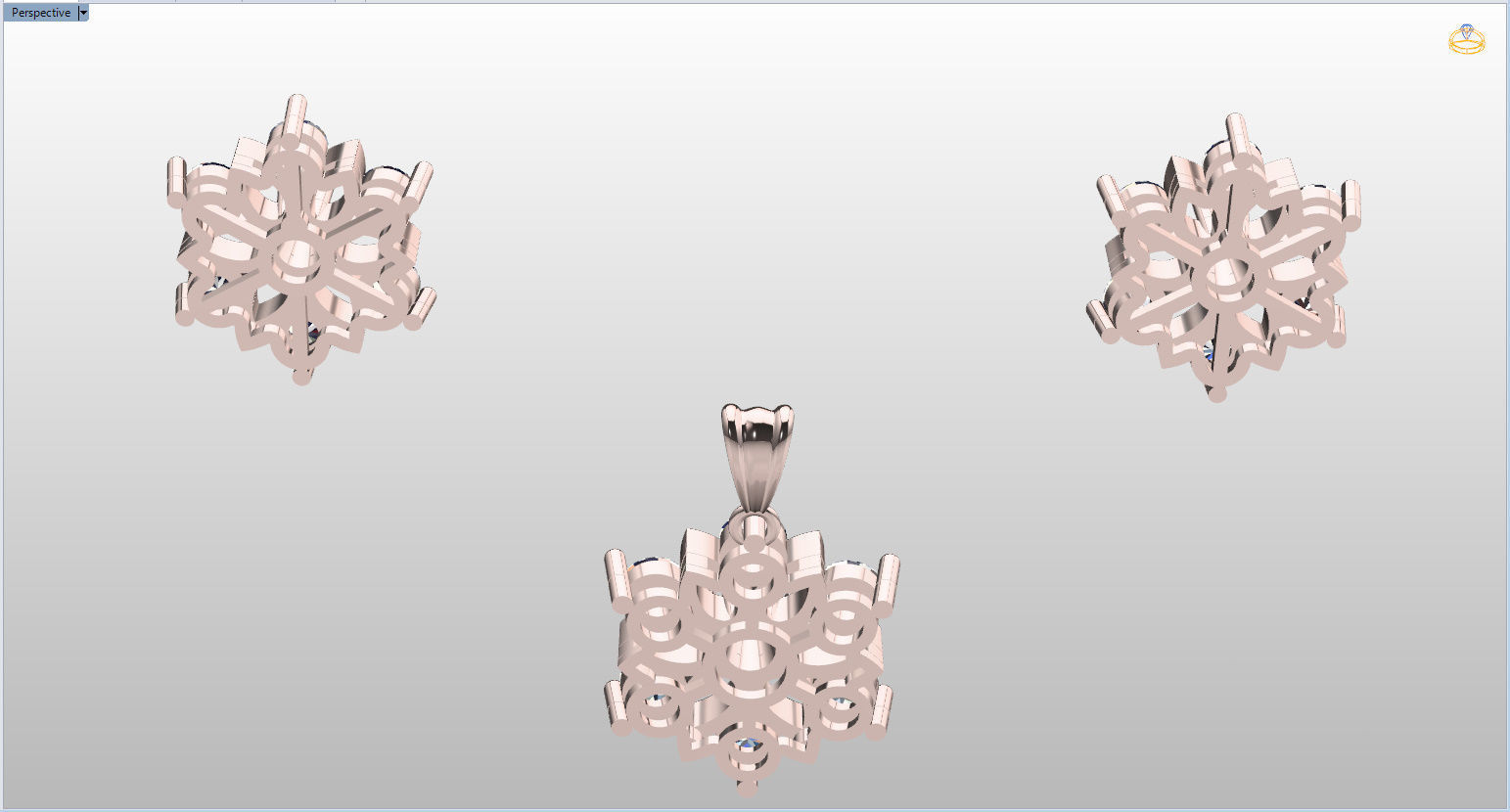 Snowflake Pendant and Earings 3D print model_100
