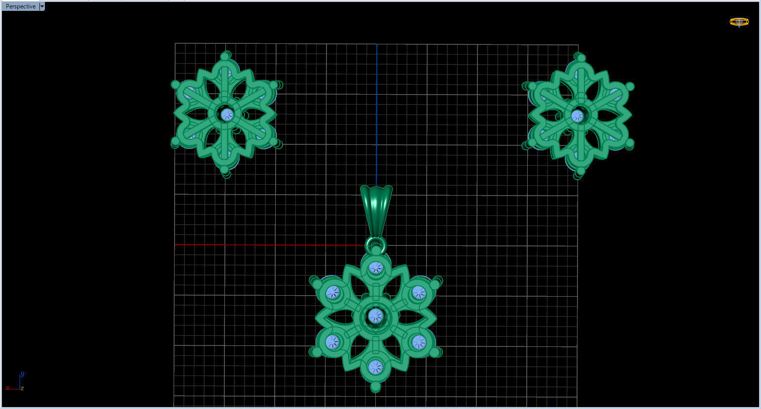 Snowflake Pendant and Earings 3D print model_16