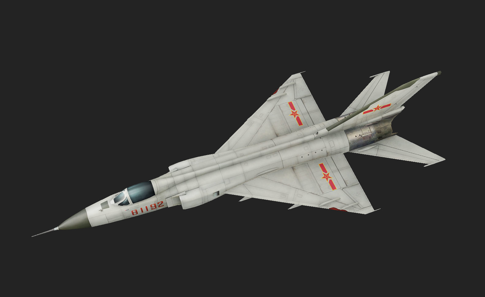 Chinese J-8 fighter jet Hand painted game model Low-poly 3D model_6