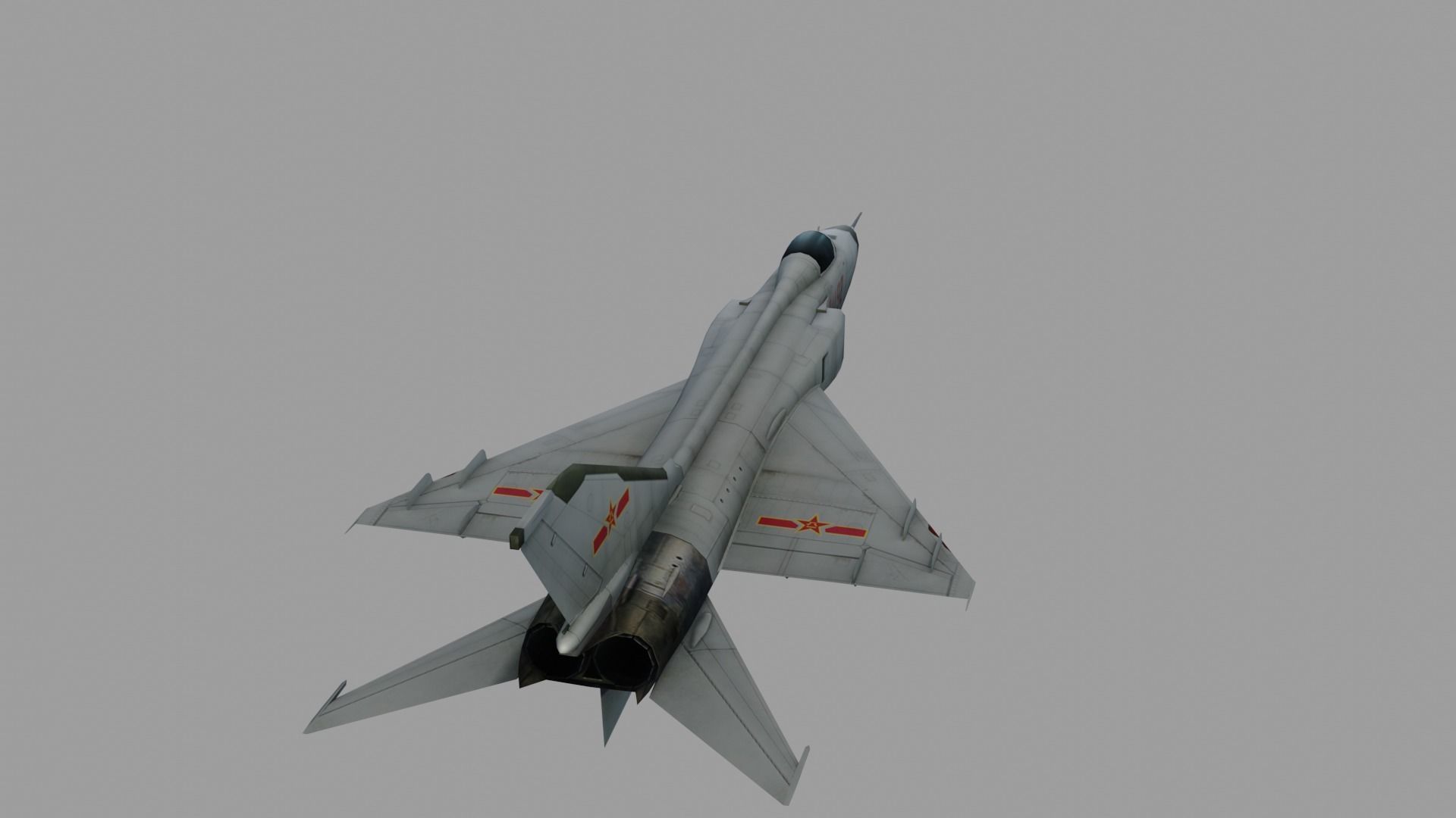 Chinese J-8 fighter jet Hand painted game model Low-poly 3D model_18