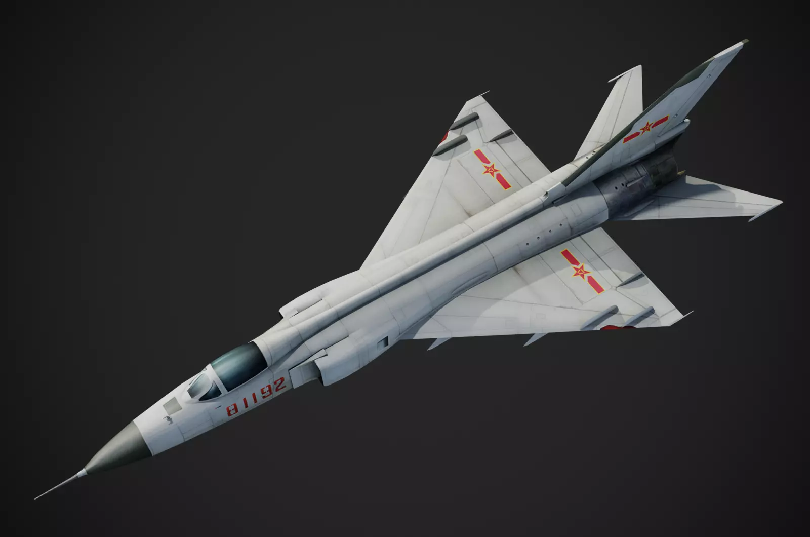 Chinese J-8 fighter jet Hand painted game model Low-poly 3D model_0