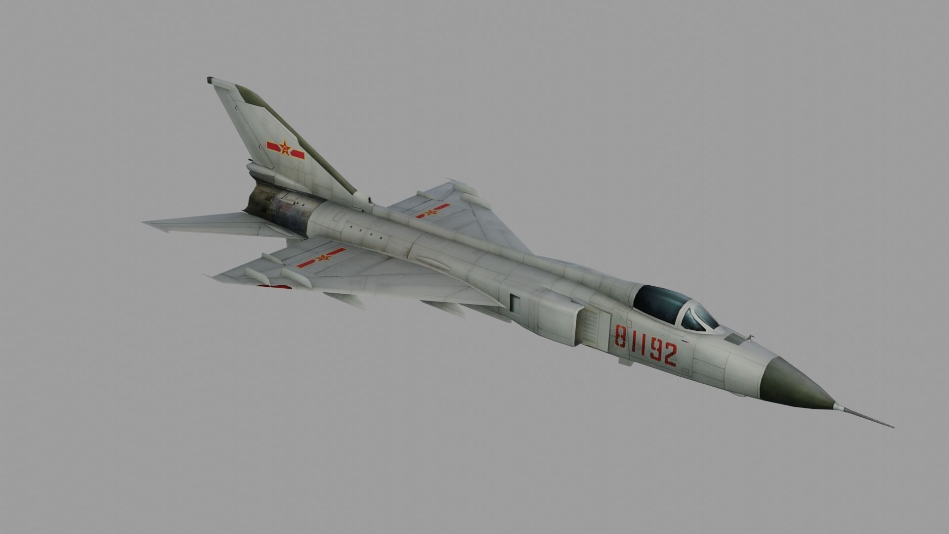 Chinese J-8 fighter jet Hand painted game model Low-poly 3D model_21