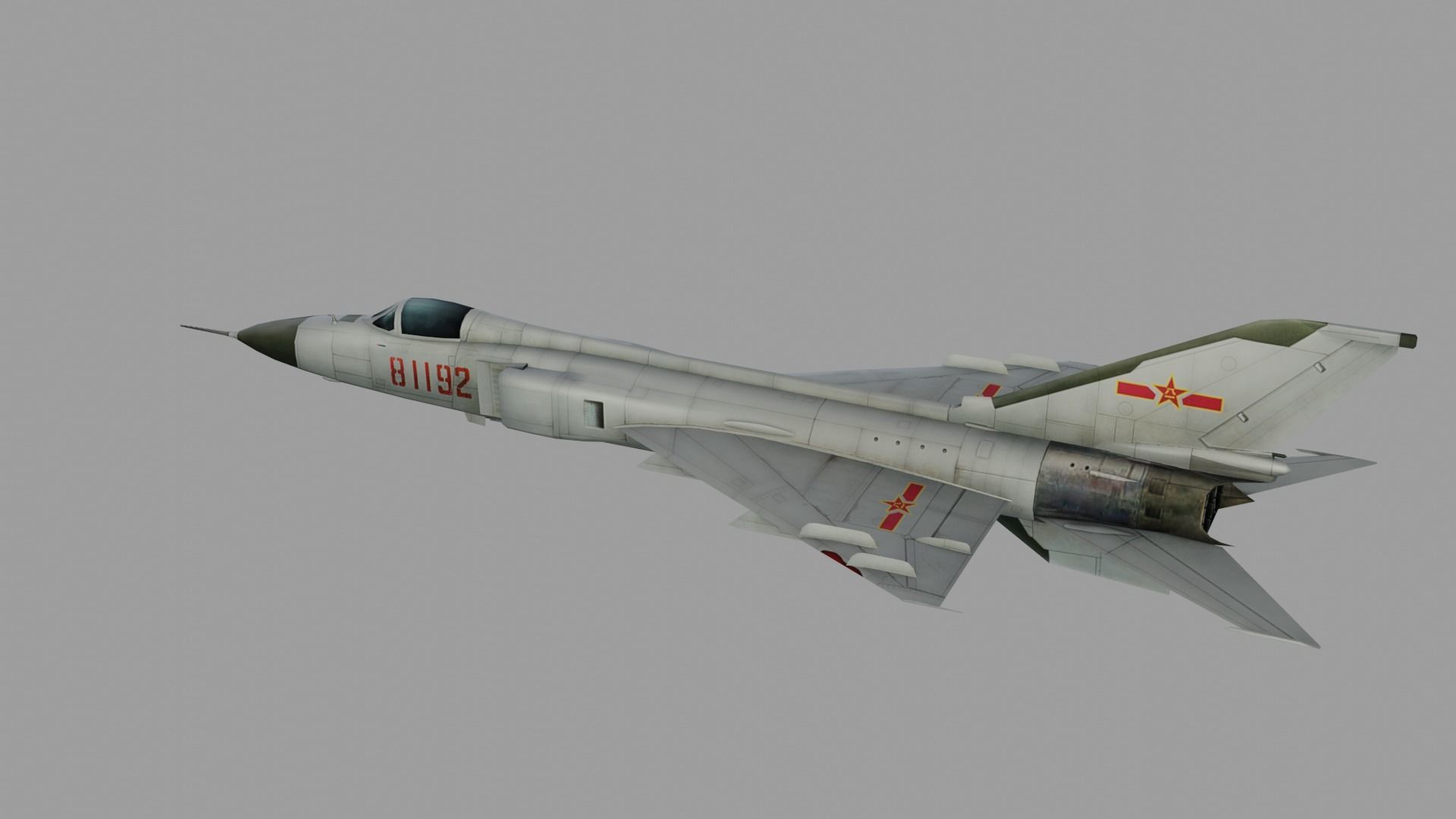 Chinese J-8 fighter jet Hand painted game model Low-poly 3D model_19