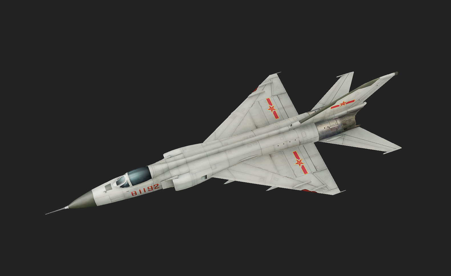Chinese J-8 fighter jet Hand painted game model Low-poly 3D model_13