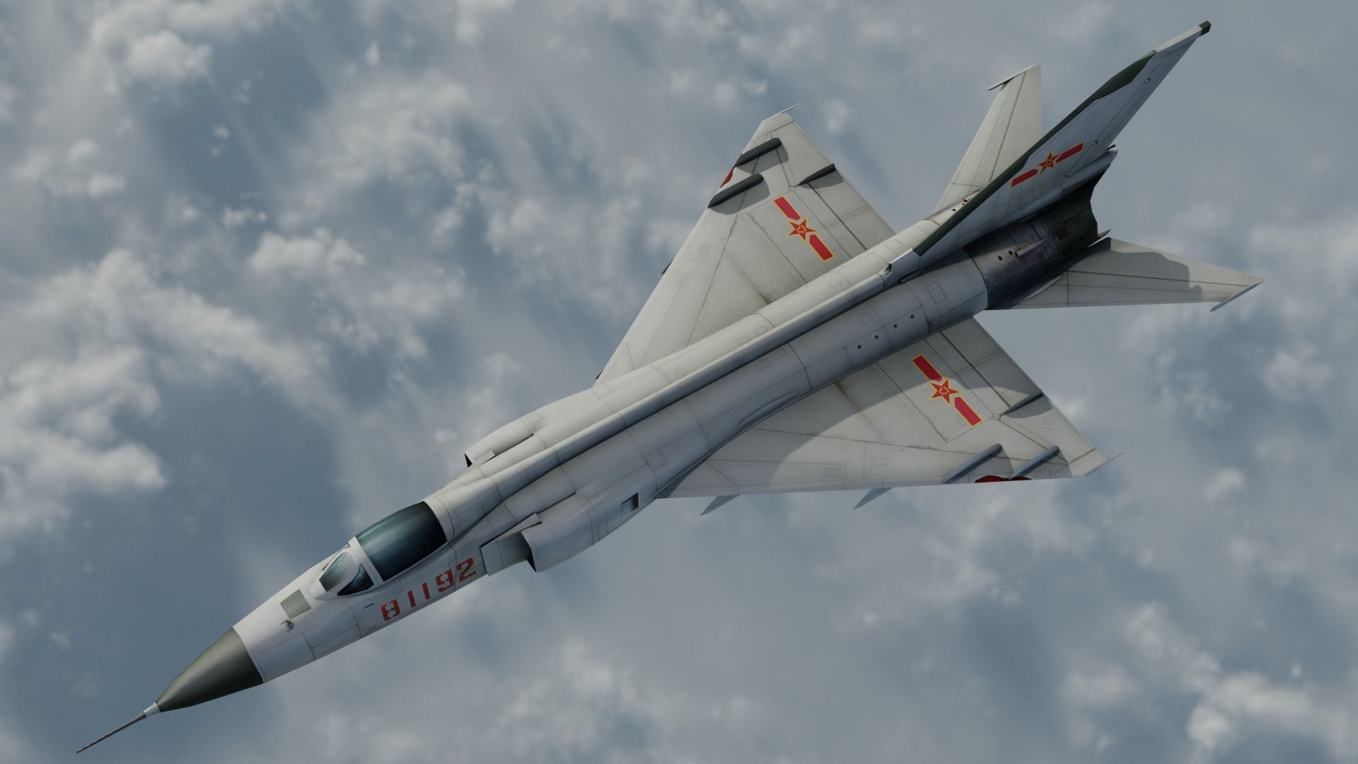 Chinese J-8 fighter jet Hand painted game model Low-poly 3D model_1