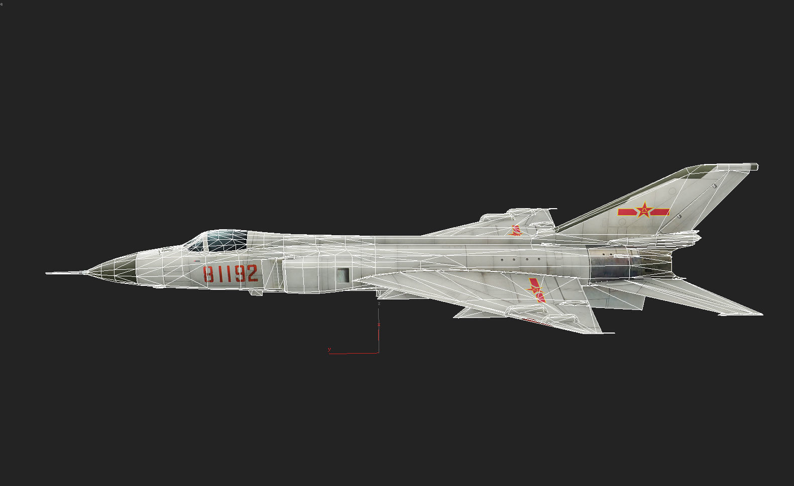 Chinese J-8 fighter jet Hand painted game model Low-poly 3D model_12