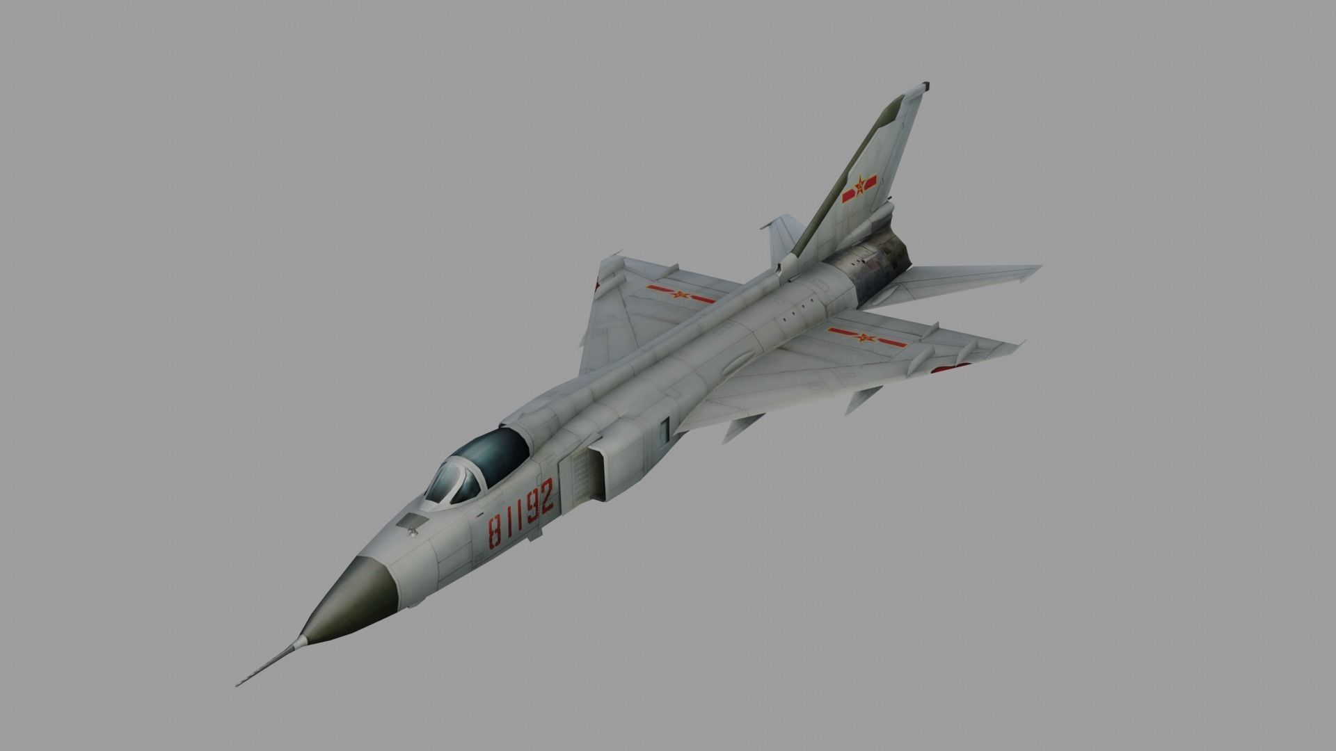 Chinese J-8 fighter jet Hand painted game model Low-poly 3D model_20