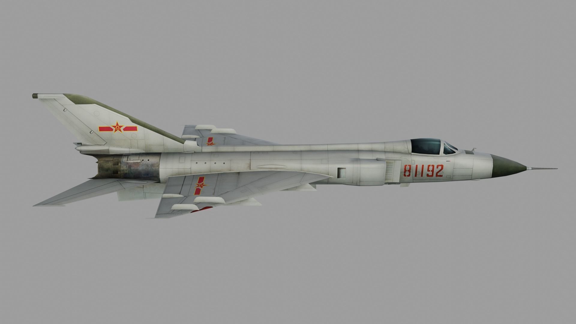 Chinese J-8 fighter jet Hand painted game model Low-poly 3D model_17