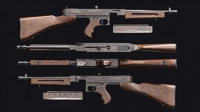 MILITARY Game Ready Thompson SMG Low-poly 3D model