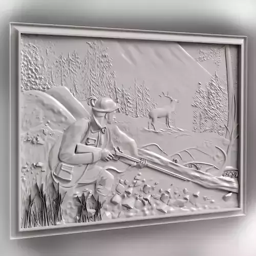 3D stl model of a hunter on the hunt for a CNC router