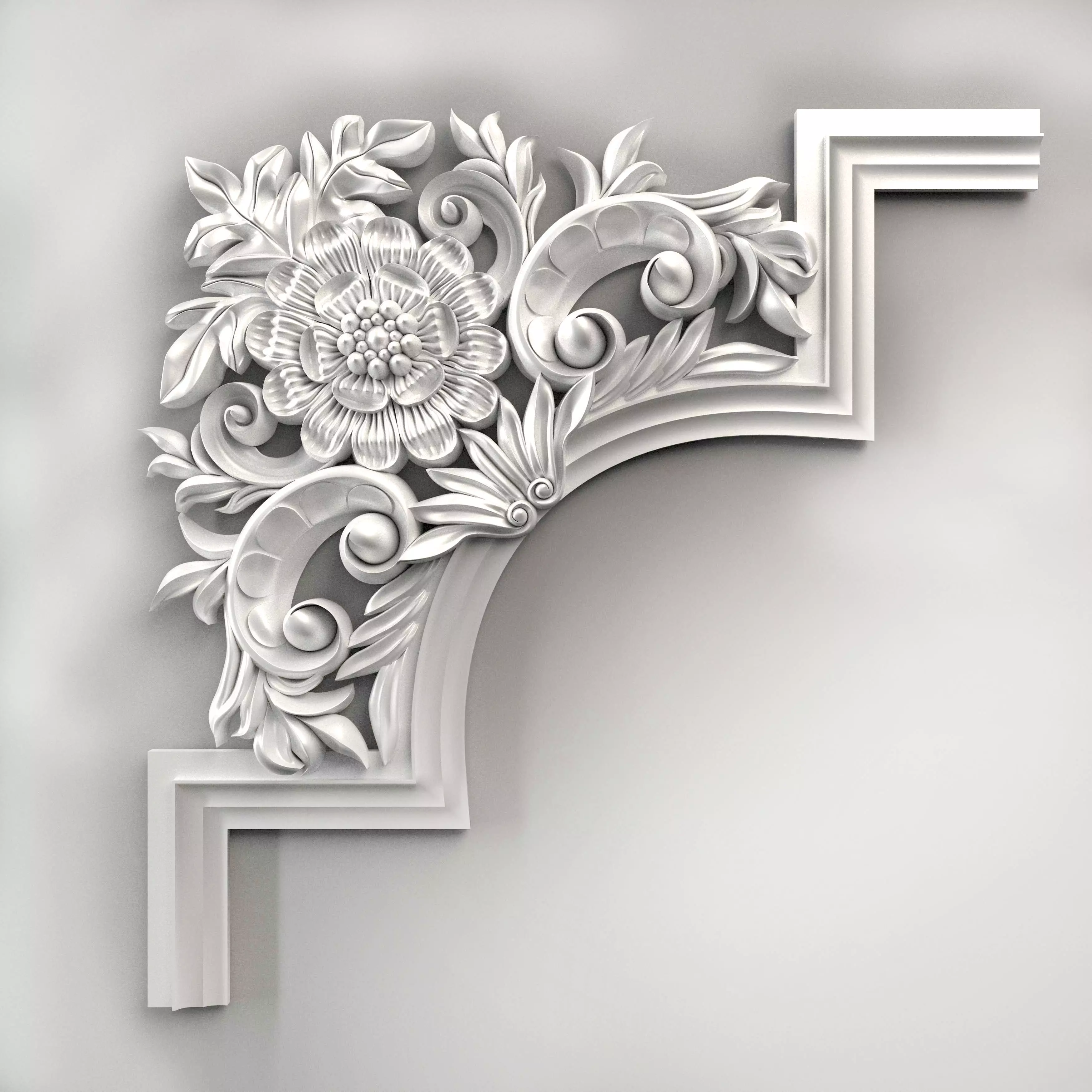 3D model stl wall molding plinth cutout decor for CNC router 3D print model_0