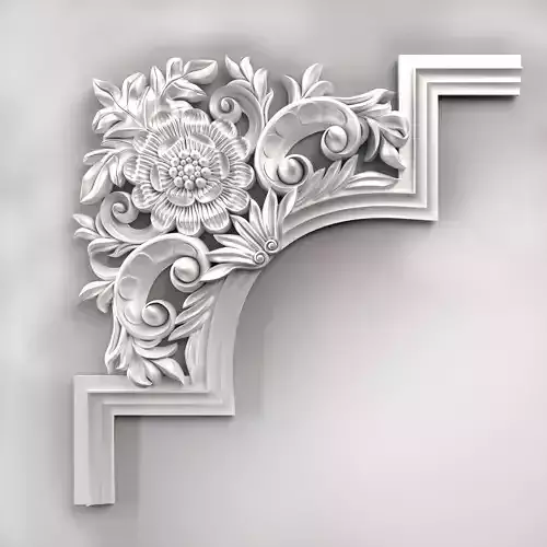 3D model stl wall molding plinth cutout decor for CNC router