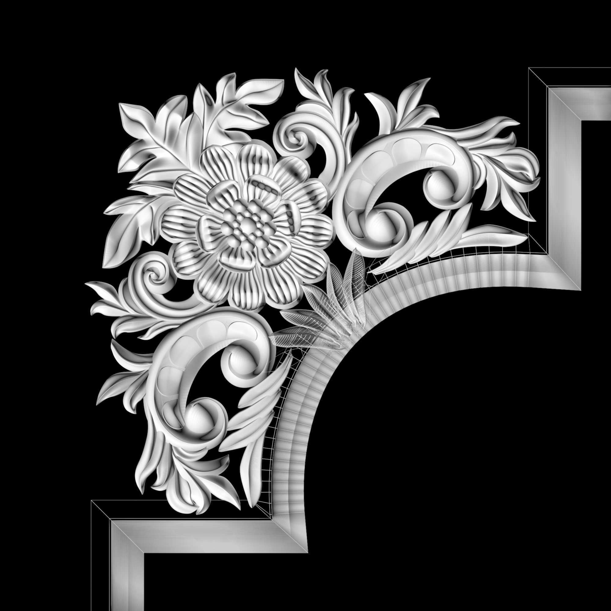 3D model stl wall molding plinth cutout decor for CNC router 3D print model_1