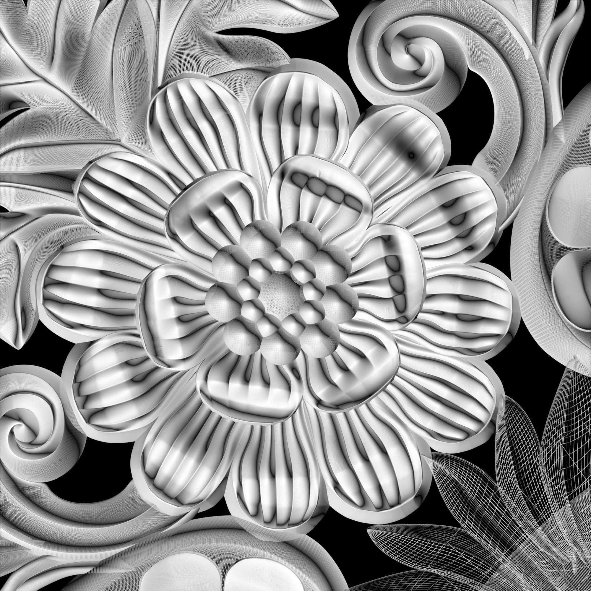 3D model stl wall molding plinth cutout decor for CNC router 3D print model_2