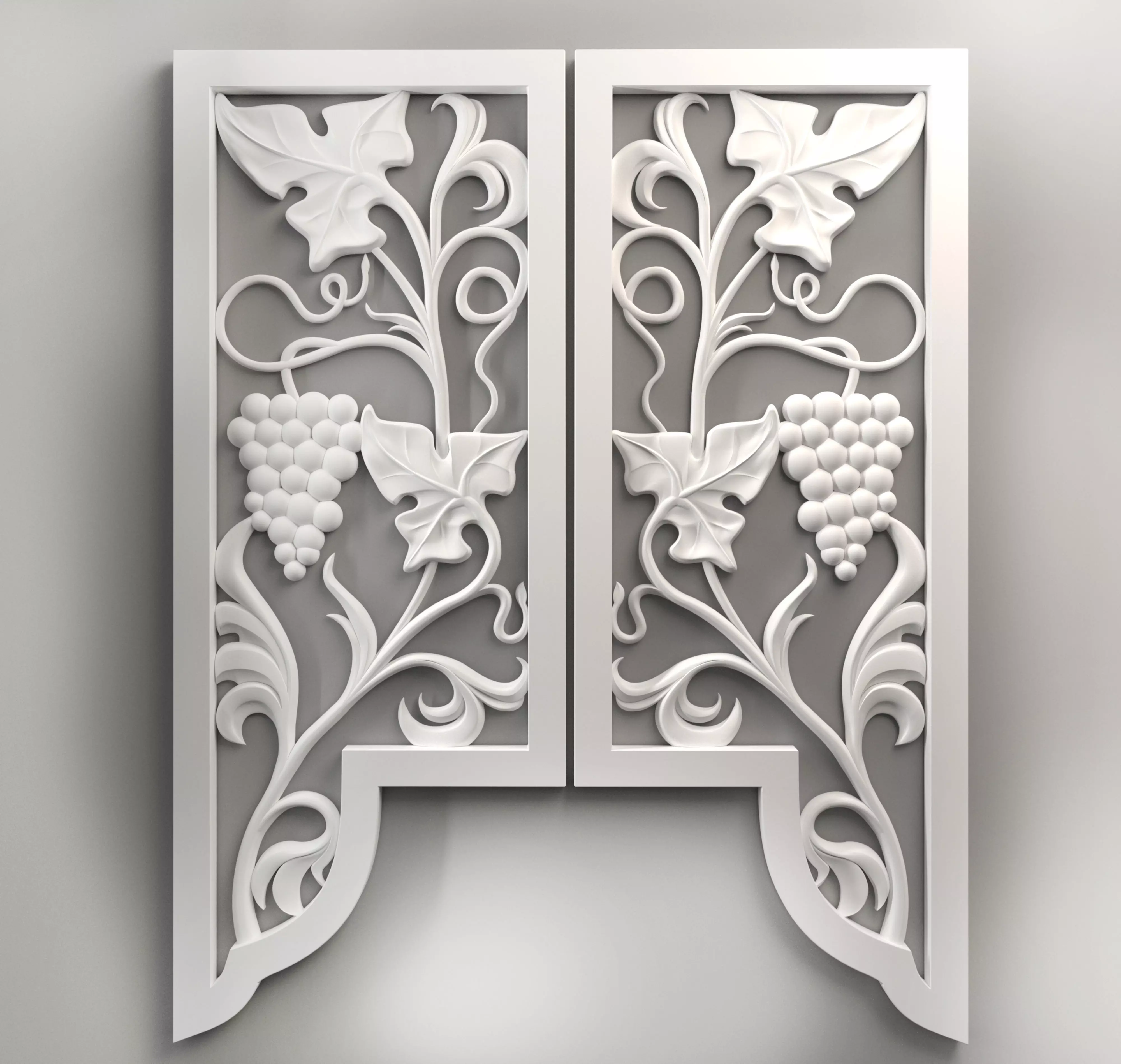 3D model stl doors with leaves and grapes for CNC router 3D print model