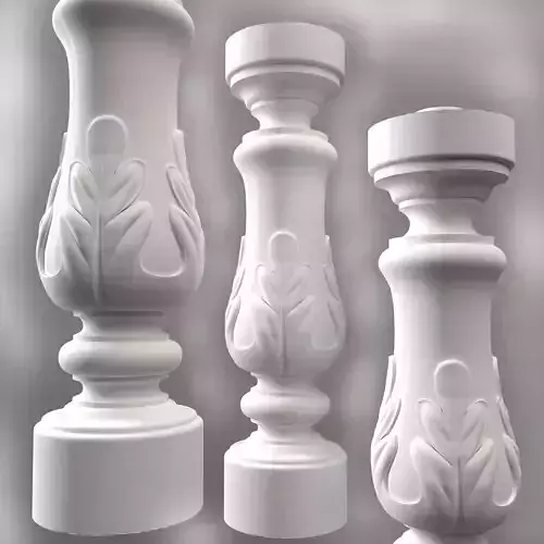 Baluster column with leaves for cnc milling 3D print model
