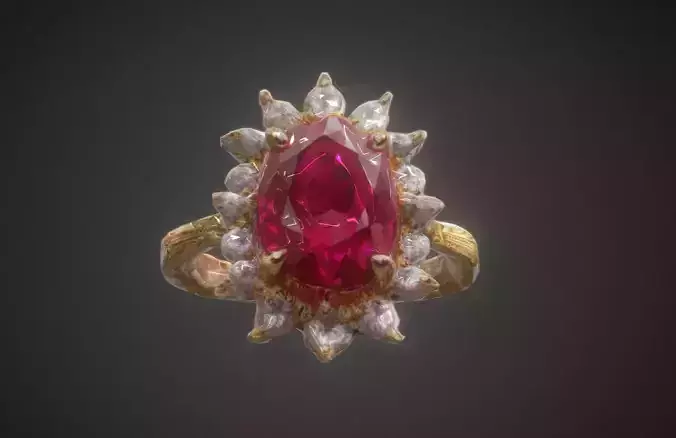 FREE Ruby Diamond Ring Free low-poly 3D model