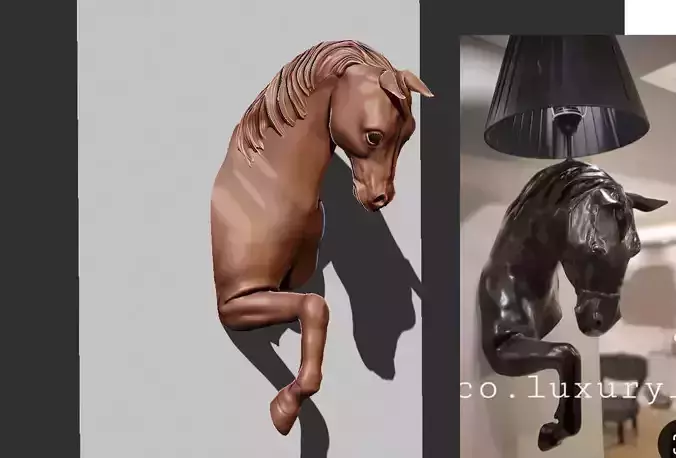 Horse wall lamp 3D print model