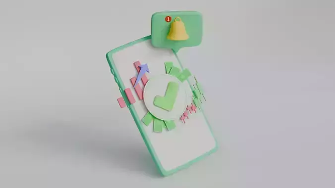 3D Phone Financial Concept Model 3D model