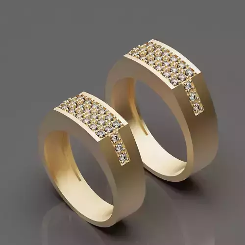 Lux set rings e  printable gold jewelry printable 3D model 3D print model