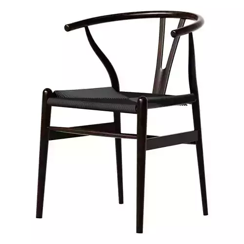 Wishbone walnut chair with black seat