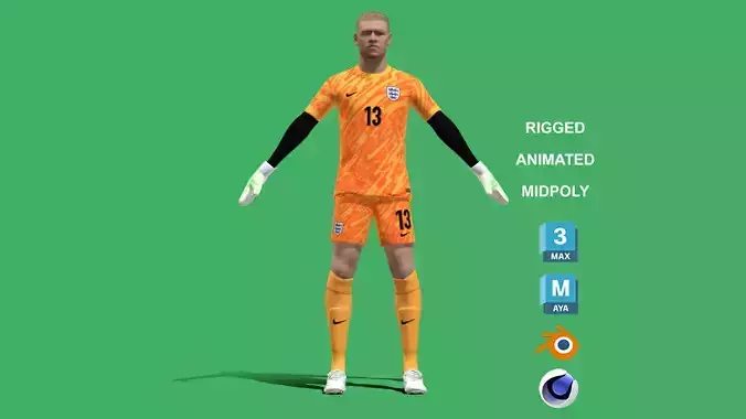 3D Rigged Aaron Ramsdale England Euro 2024 3D model