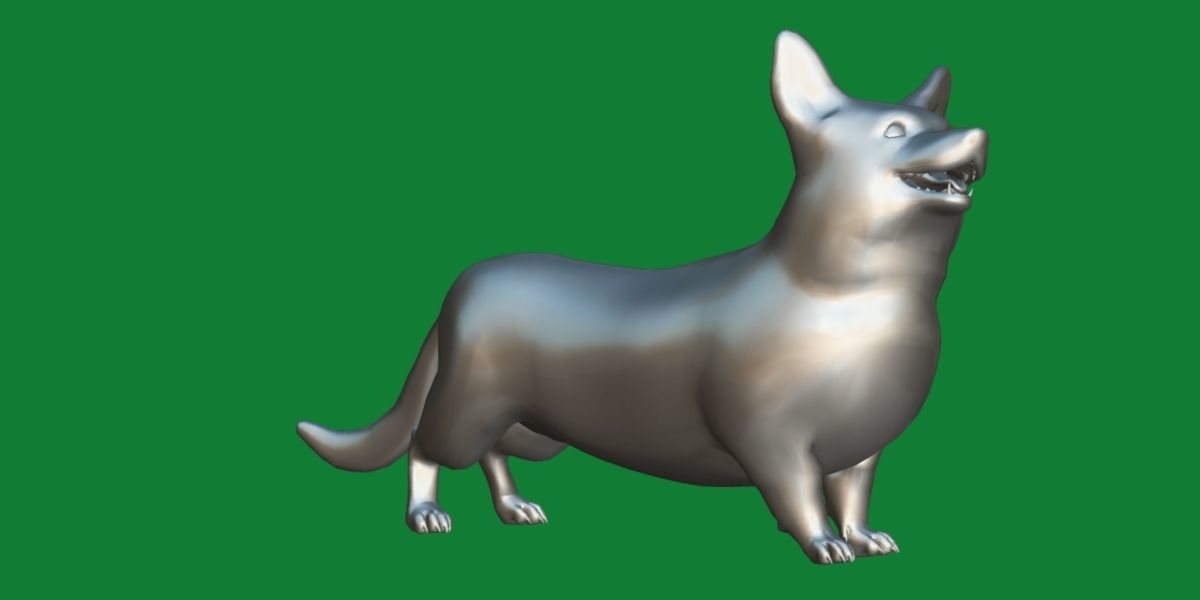 Cardigan Welsh Corgi Dog Low-poly 3D model_7